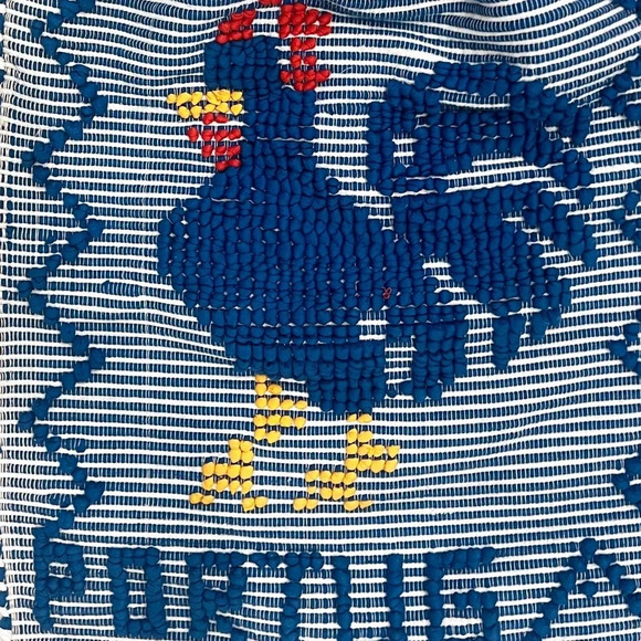 Vintage Portugal Handmade Rooster Chicken Carpet Tote Shopping Bag - Picture 11 of 11